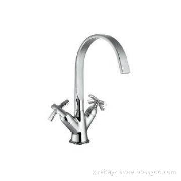 2 Handle Brass Kitchen Sink Mixer Taps Deck Mounted with Qu